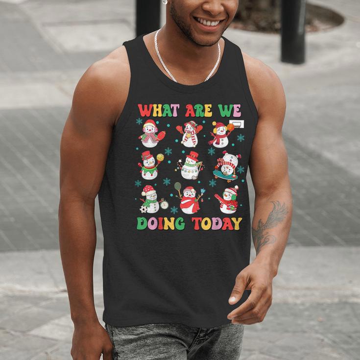 What Are We Doing Today PE Teacher Snowman Christmas Men Tank Top, Pe Teacher Tank Tops, funny gift