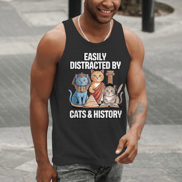 Easily Distracted By Cats & History Teacher Women Men Men Tank Top, History Teacher Tank Tops, funny gift Easily Distracted By Cats & History Teacher Women Men Men Tank Top, History Teacher Tank Tops, funny gift