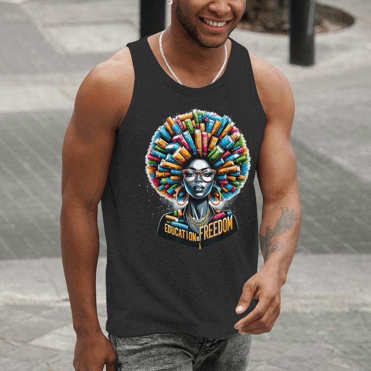 Education Is Freedom History Month Teacher Books Afro Men Tank Top, History Teacher Tank Tops, funny gift Education Is Freedom History Month Teacher Books Afro Men Tank Top, History Teacher Tank Tops, funny gift