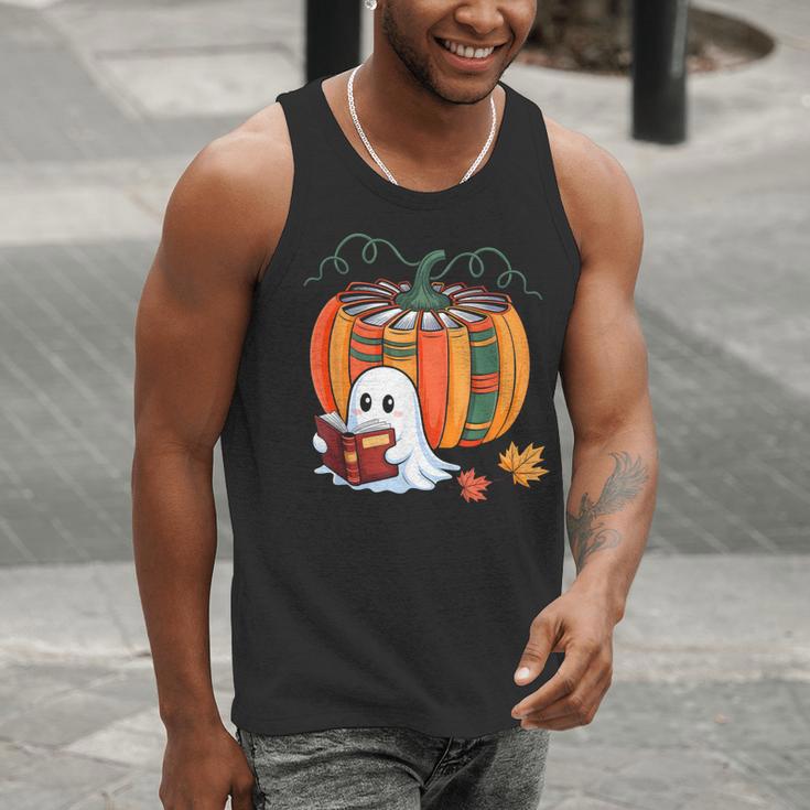 Fall Book Pumpkin Ghost Reading Books Halloween Teacher Men Tank Top, funny gift Fall Book Pumpkin Ghost Reading Books Halloween Teacher Men Tank Top, funny gift