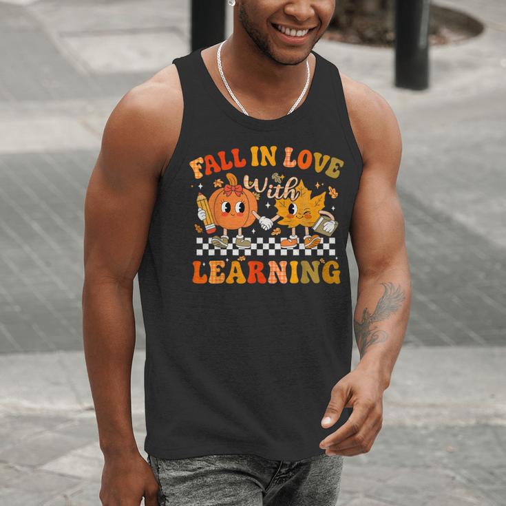 Fall In Love With Learning Autumn Pumpkin Fall Teacher Kids Men Tank Top, funny gift
