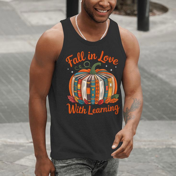Fall In Love With Learning Book Lover Autumn Pumpkin Teacher Men Tank Top, funny gift Fall In Love With Learning Book Lover Autumn Pumpkin Teacher Men Tank Top, funny gift