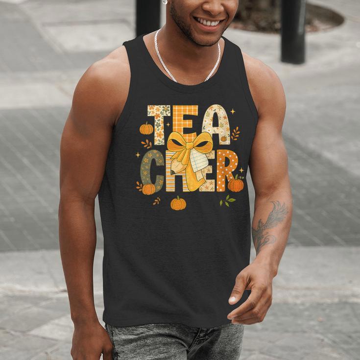 Fall Teacher Pumpkin Coquette Bow Autumn Classroom Men Tank Top, funny gift Fall Teacher Pumpkin Coquette Bow Autumn Classroom Men Tank Top, funny gift