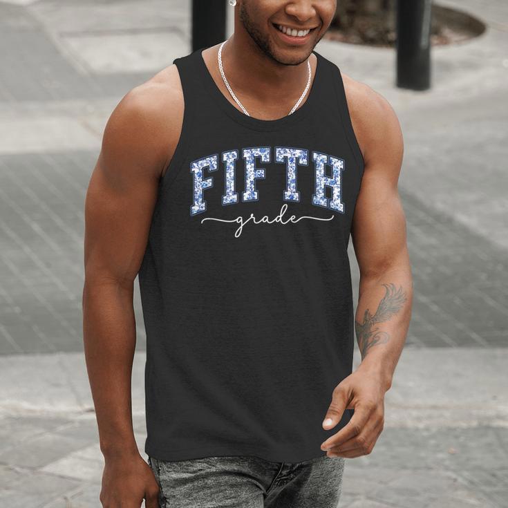 Fifth Grade Coquette Toile Blue Bow Floral Women Teacher Men Tank Top, funny gift Fifth Grade Coquette Toile Blue Bow Floral Women Teacher Men Tank Top, funny gift