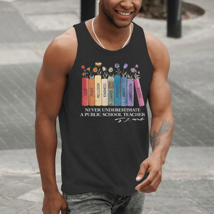 Floral Books Never Underestimate A Public School Teacher Men Tank Top, funny gift Floral Books Never Underestimate A Public School Teacher Men Tank Top, funny gift