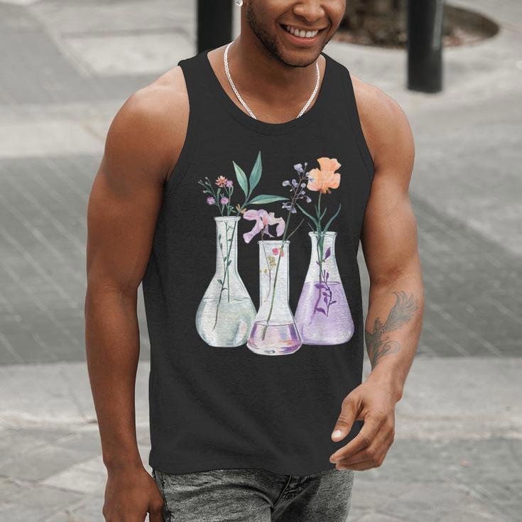Flowers Test Tube Chemistry Student Science Teacher Women Men Tank Top, Science Teacher Tank Tops, funny gift