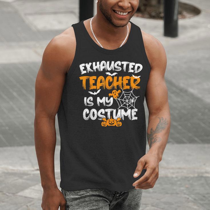 Fun Halloween Sayings Quotes Exhausted Teacher Is My Costume -Adults Short Sleeve Halloween Teacher T-Shirt Small Men Tank Top, funny gift