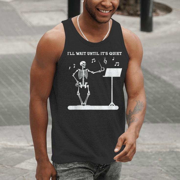 Funny Skeleton Music Teacher I'Ll Wait Until It's Quiet Men Tank Top, funny gift Funny Skeleton Music Teacher I'Ll Wait Until It's Quiet Men Tank Top, funny gift