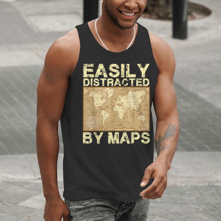 Geography Teacher Easily Distracted By Maps Men Tank Top, funny gift