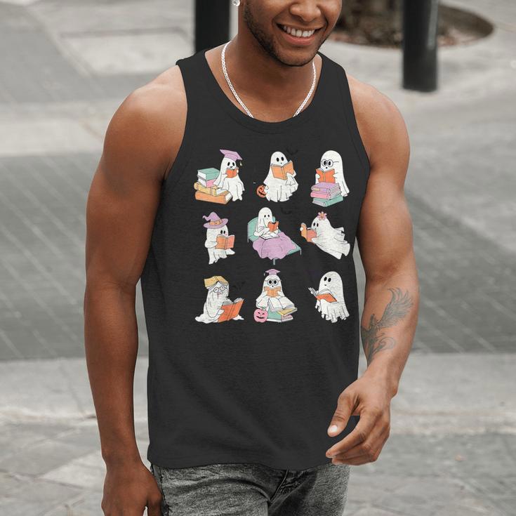 Ghost Book Reading Halloween Books Lover Teacher Kids Men Tank Top, funny gift Ghost Book Reading Halloween Books Lover Teacher Kids Men Tank Top, funny gift