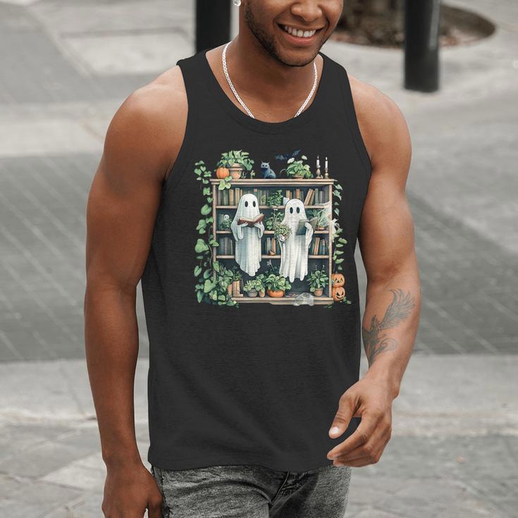 Ghost Plant Library Halloween Reading Books Teacher Vintage Men Tank Top, funny gift Ghost Plant Library Halloween Reading Books Teacher Vintage Men Tank Top, funny gift
