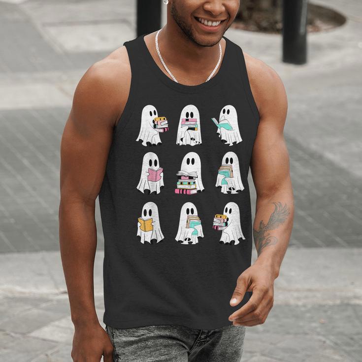 Ghost Reading Books Spooky Librarian Teacher Women Men Tank Top, funny gift Ghost Reading Books Spooky Librarian Teacher Women Men Tank Top, funny gift