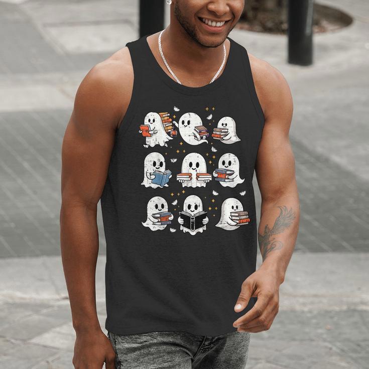 Ghosts With Books Library Halloween Men Women Kids Teacher Men Tank Top, funny gift