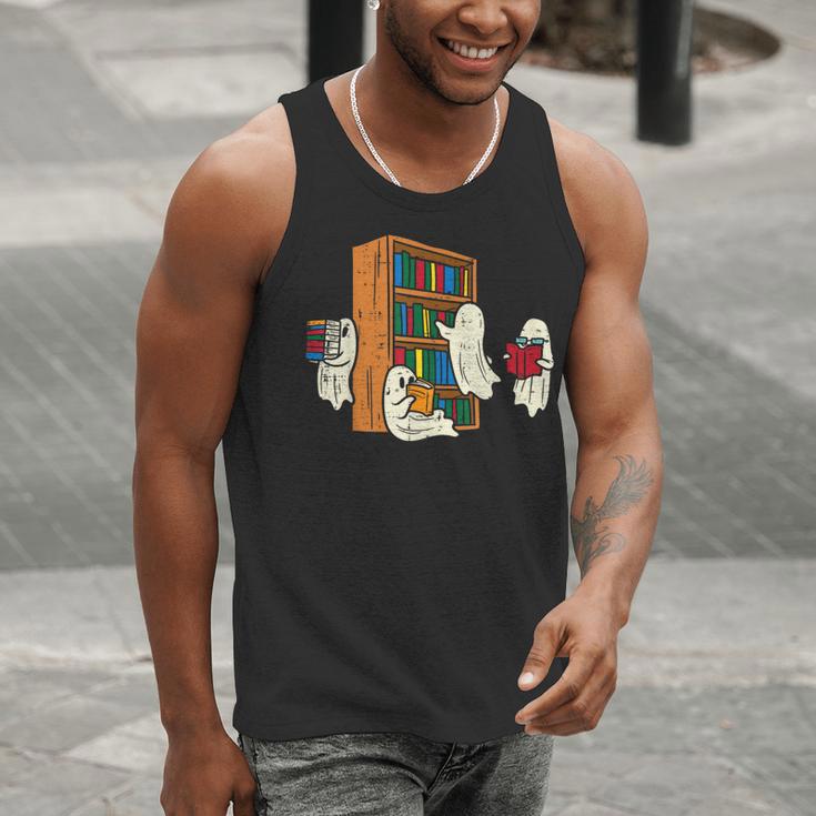 Ghosts Reading Books Teacher Halloween Librarian Boooks Men Tank Top, funny gift
