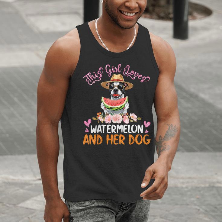 This Girl Loves Watermelon And Her Boston Terrier Dog Mother Men Tank Top, funny gift