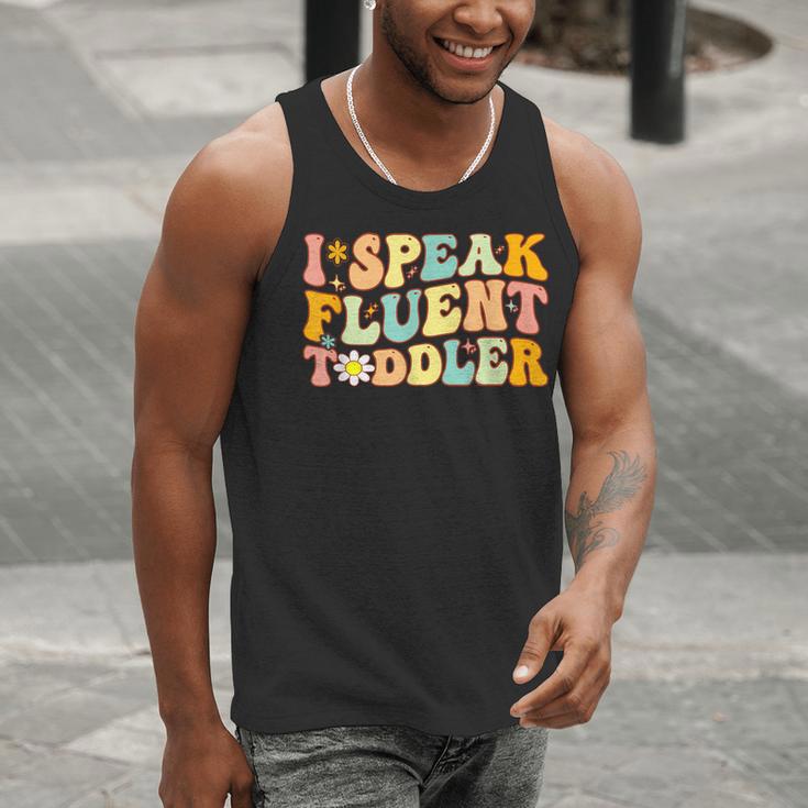 Groovy I Speak Fluent Toddler Daycare Provider Teacher Men Tank Top, Groovy Teacher Tank Tops, funny gift