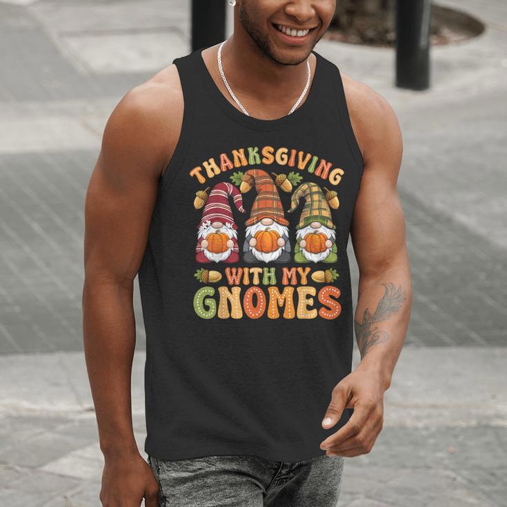 Groovy Thanksgiving With My Gnomie Women Teacher Fall Gnome Men Tank Top, Groovy Teacher Tank Tops, funny gift