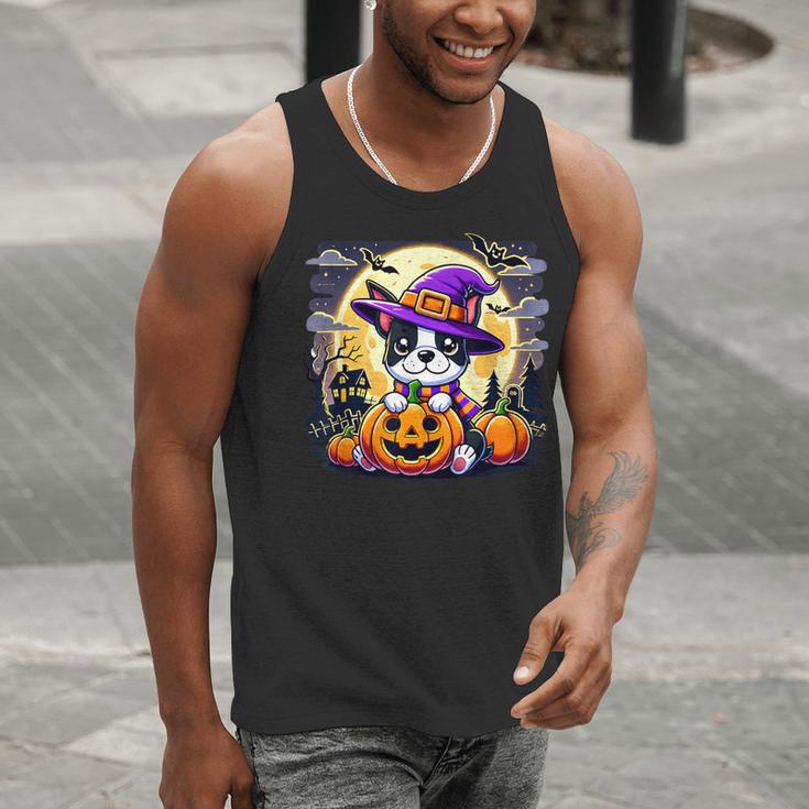 Halloween Boston Terrier Dog Breed With Jack O' Lantern Art Men Tank Top, Boston Terrier Halloween Tank Tops, funny gift