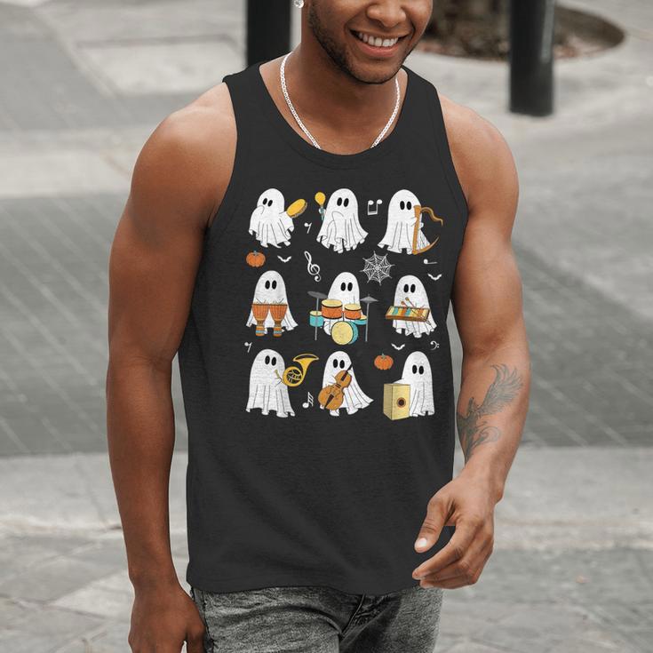 Halloween Ghost Playing Musical Instruments Music Teacher Men Tank Top, funny gift Halloween Ghost Playing Musical Instruments Music Teacher Men Tank Top, funny gift