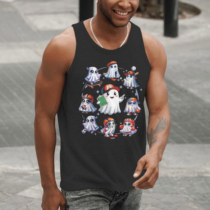 Halloween PE Teacher Ghost Playing Sports Physical Education Men Tank Top, Pe Teacher Tank Tops, funny gift Halloween PE Teacher Ghost Playing Sports Physical Education Men Tank Top, Pe Teacher Tank Tops, funny gift