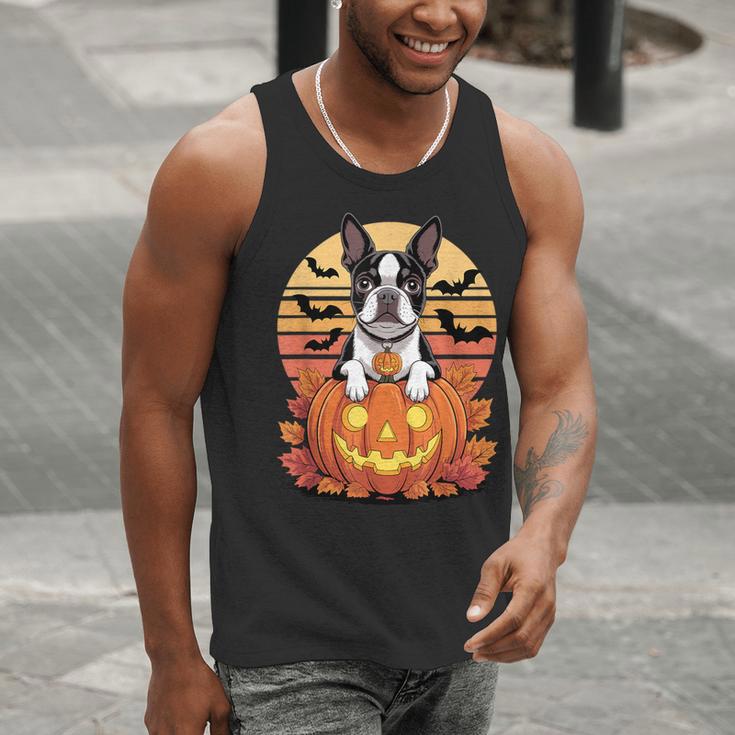 Halloween Retro Boston Terrier Men Tank Top, Boston Terrier Halloween Tank Tops, funny gift