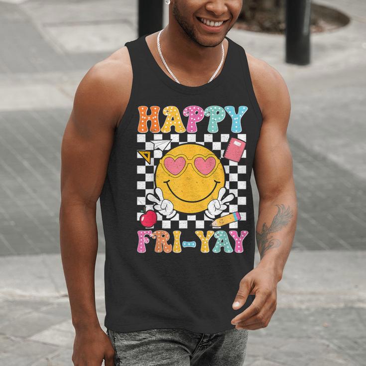 Happy Fri-Yay Groovy Teacher Friday Weekend Fri Yay Men Tank Top, Groovy Teacher Tank Tops, funny gift