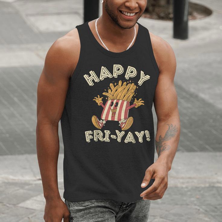 Happy Fri Yay Retro French Fries Friday Lovers Fun Teacher Men Tank Top, funny gift Happy Fri Yay Retro French Fries Friday Lovers Fun Teacher Men Tank Top, funny gift