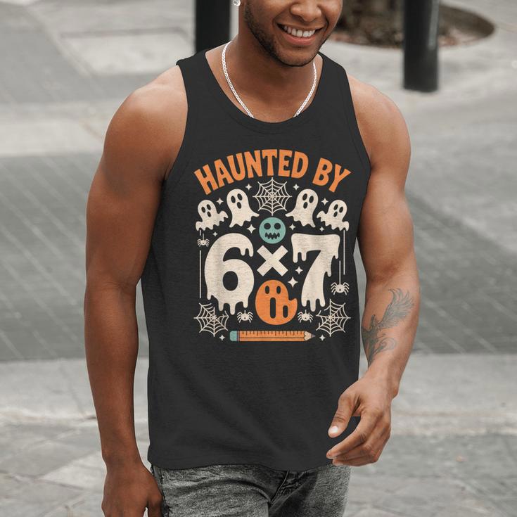 Haunted By 6x7 Math Teacher Halloween Pun Men Tank Top, funny gift Haunted By 6x7 Math Teacher Halloween Pun Men Tank Top, funny gift