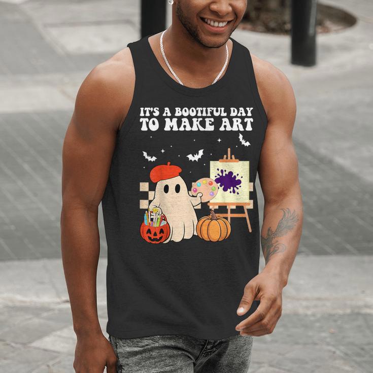It's A Bootiful Day To Make Art Groovy Art Teacher Halloween Men Tank Top, Groovy Teacher Tank Tops, funny gift
