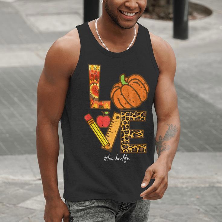 Leopard Pumpkin Love Teacher Life Thanksgiving Fall Women Men Tank Top, funny gift