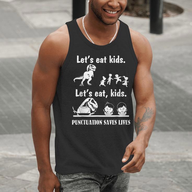 Let's Eat Kids Fun Dinosaurs Grammar Teacher Men Tank Top, funny gift Let's Eat Kids Fun Dinosaurs Grammar Teacher Men Tank Top, funny gift