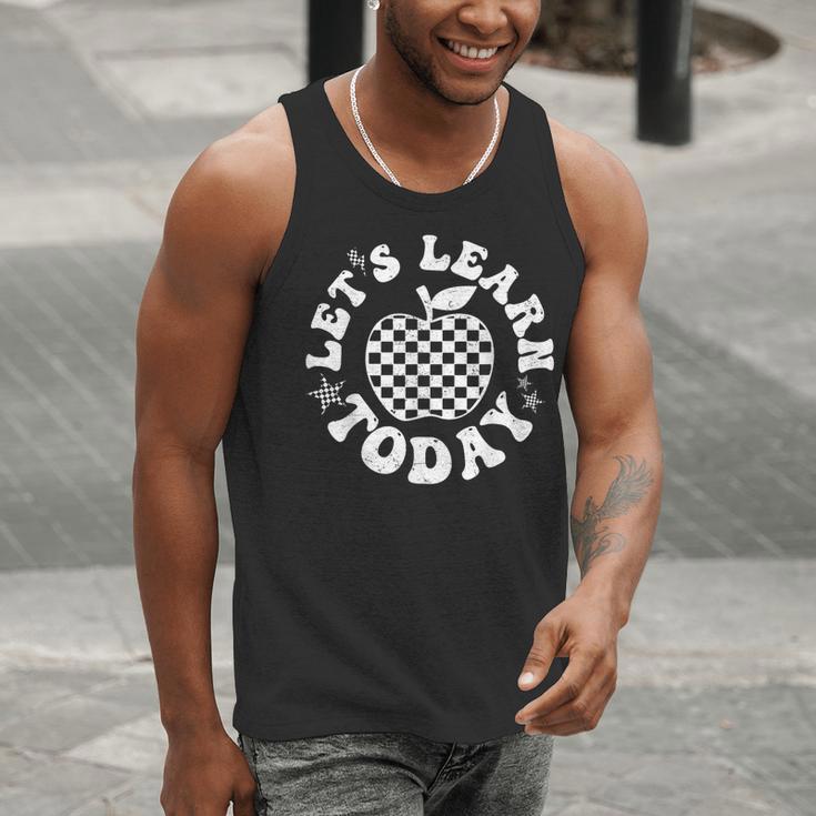 Let's Learn Today Checkered Apple Back To School Teacher Men Tank Top, funny gift Let's Learn Today Checkered Apple Back To School Teacher Men Tank Top, funny gift