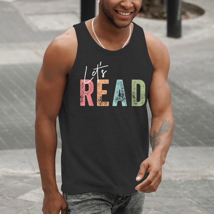 Let's Read Book Nerd Reading Book Lover Librarian Teacher Men Tank Top, funny gift