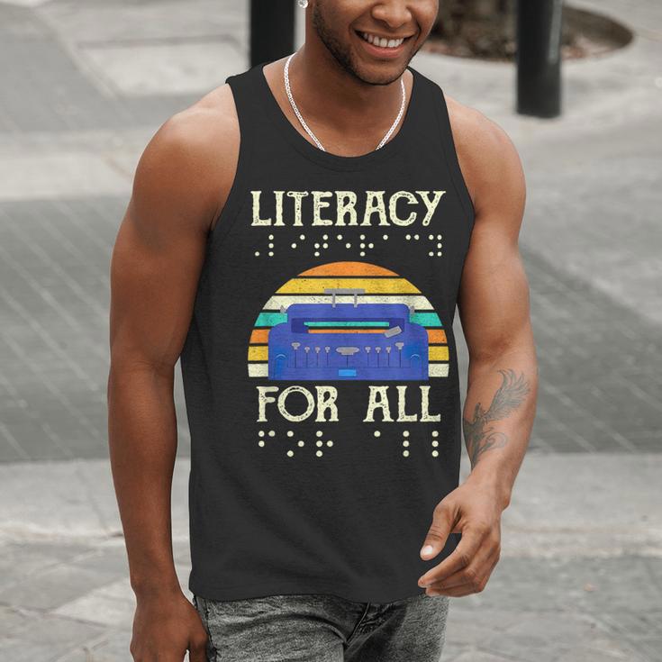 Literacy For All Visually Impaired Braille Teacher The Blind Men Tank Top, funny gift Literacy For All Visually Impaired Braille Teacher The Blind Men Tank Top, funny gift