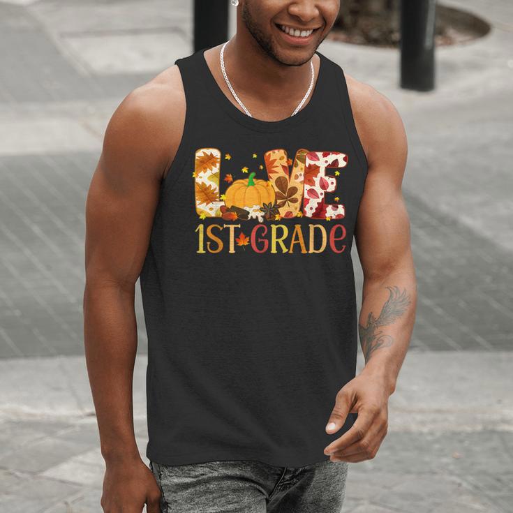 Love First Grade Happy Fall Thanksgiving Women 1st Teacher Men Tank Top, First Grade Teacher Tank Tops, funny gift Love First Grade Happy Fall Thanksgiving Women 1st Teacher Men Tank Top, First Grade Teacher Tank Tops, funny gift