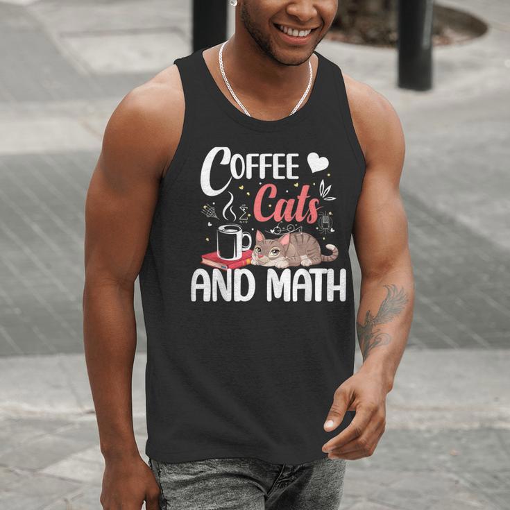 I Love Math Cats And Coffee Heart Mathematics Teacher Men Tank Top, funny gift