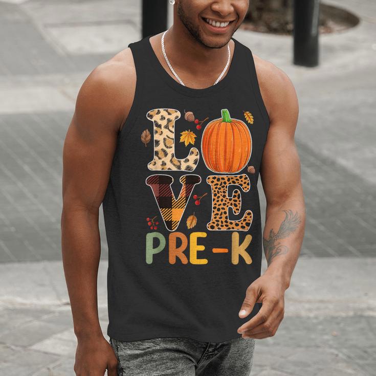 Love Pre-k Teacher Shirts Autumn Fall Pumpkin Fall Leopard Men Tank Top, funny gift