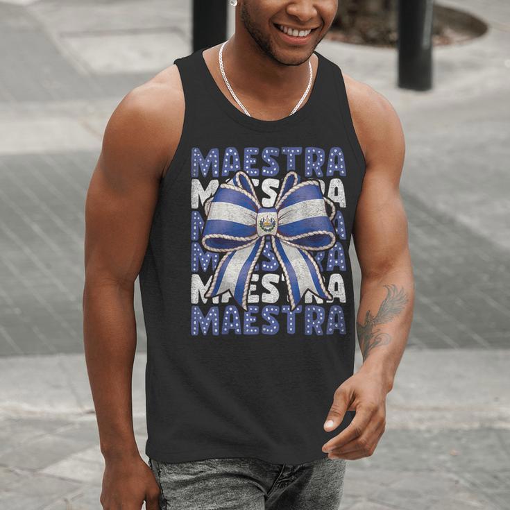 Maestra El Salvador Coquette Bow Hispanic Spanish Teacher Men Tank Top, funny gift