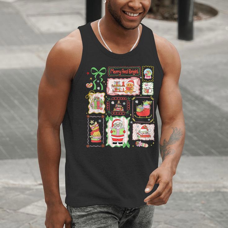 Merry And Bright Christmas Gingerbread Santa Book Teacher Men Tank Top, funny gift Merry And Bright Christmas Gingerbread Santa Book Teacher Men Tank Top, funny gift