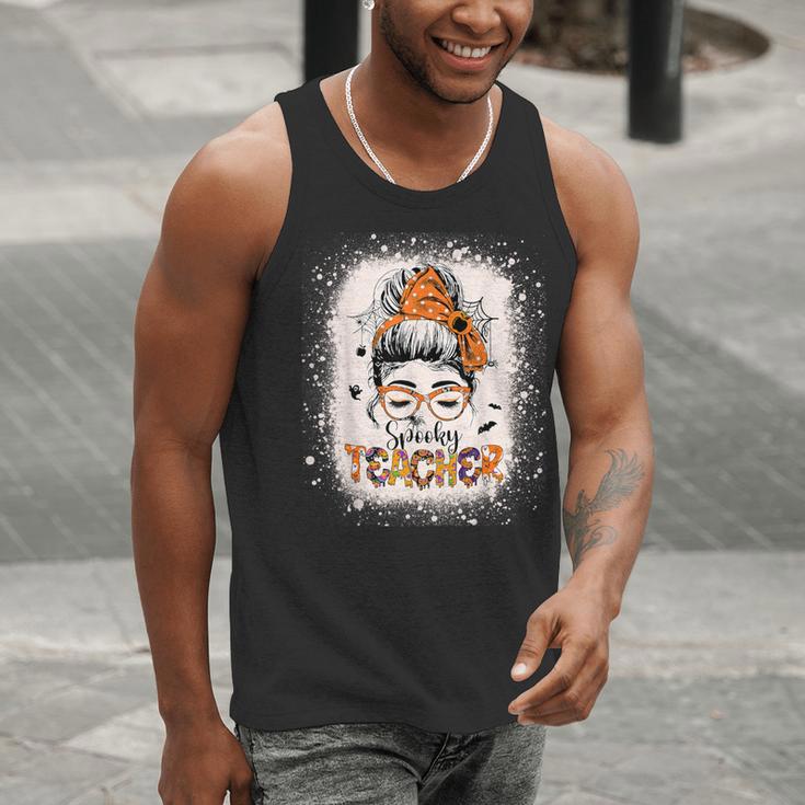 Messy Bun Spooky Teacher Bleached Halloween Teachers Men Tank Top, funny gift Messy Bun Spooky Teacher Bleached Halloween Teachers Men Tank Top, funny gift