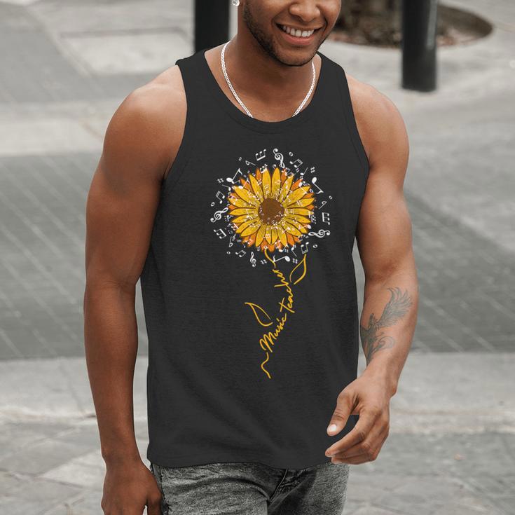 Music Teacher Shirt Sunflower Music Notes Musician Singer Men Tank Top, funny gift