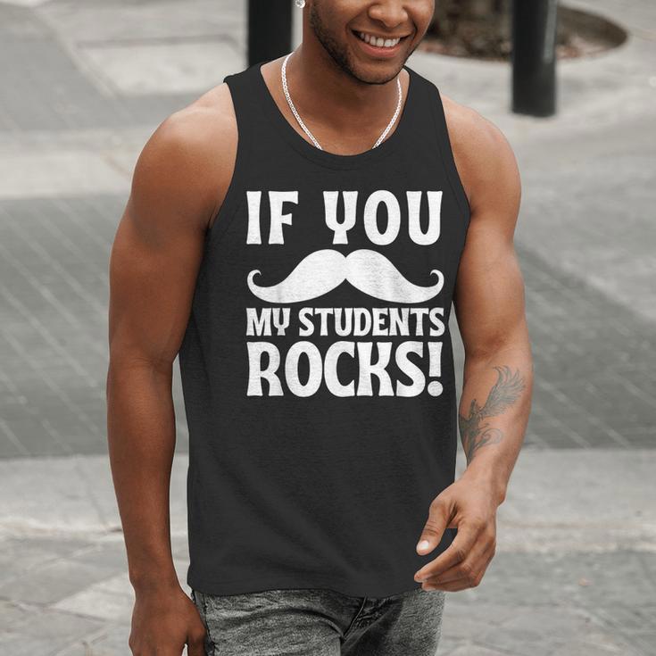 If You Mustache My Students Rock Teacher Mustache Men Tank Top, funny gift