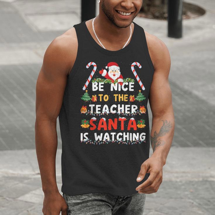 Be Nice To The Teacher Santa Is Watching Christmas Men Tank Top, funny gift