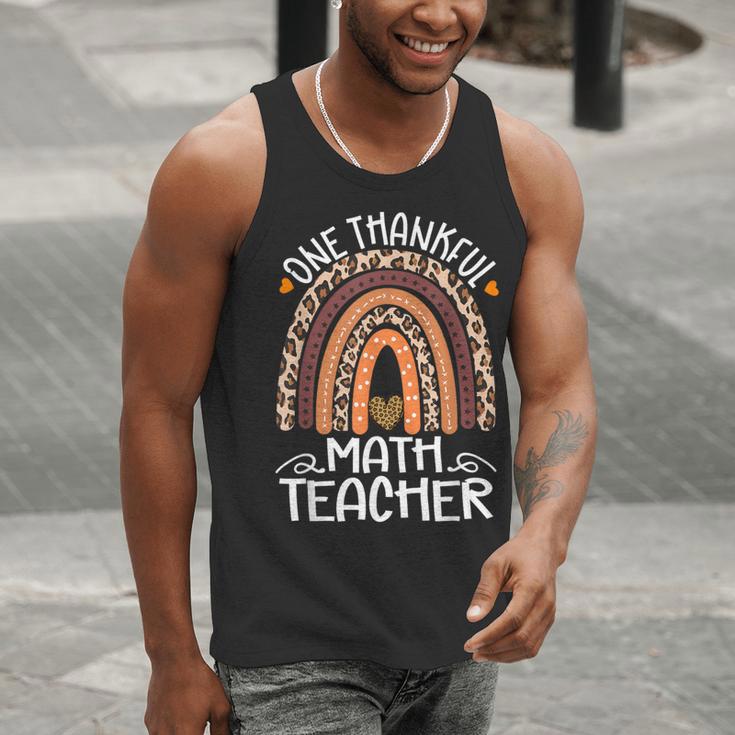 One Thankful Math Teacher Leopard Rainbow Thanksgiving Men Tank Top, funny gift