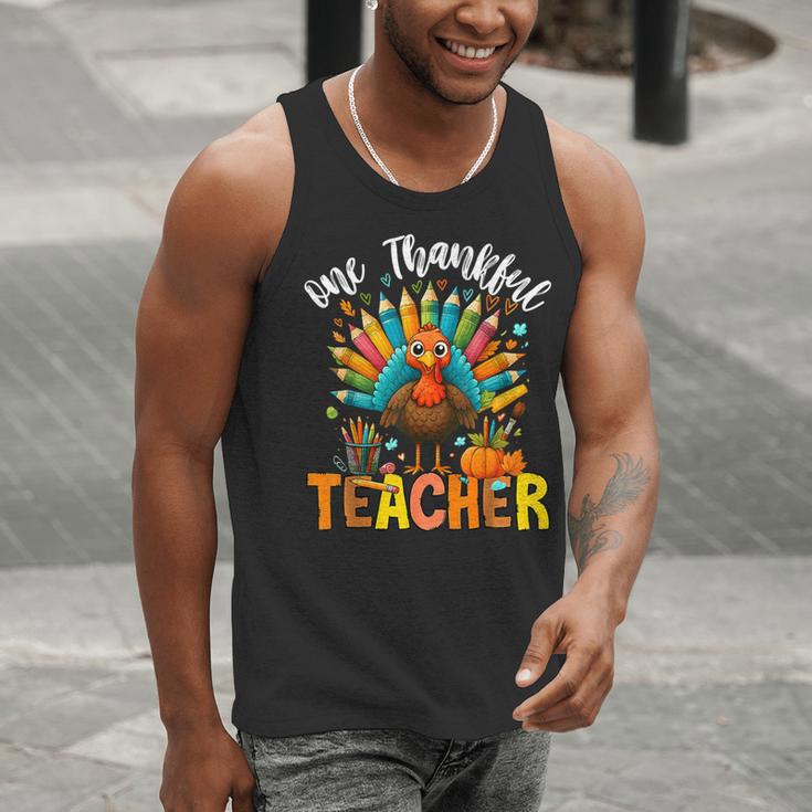 One Thankful Teacher Thanksgiving Turkey Cute Crayon Pencil Men Tank Top, funny gift One Thankful Teacher Thanksgiving Turkey Cute Crayon Pencil Men Tank Top, funny gift