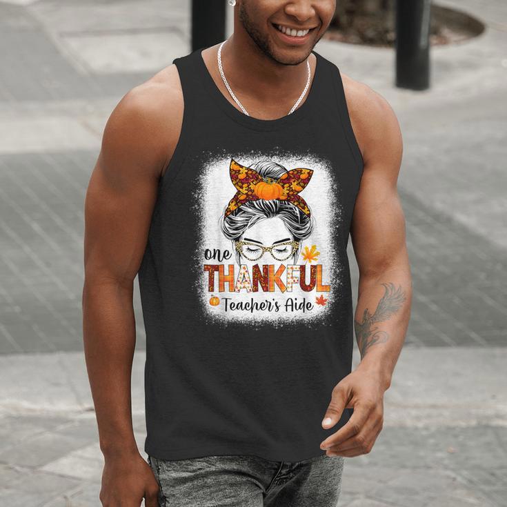 One Thankful Teacher's Aide Messy Bun Thanksgiving Fall Men Tank Top, funny gift One Thankful Teacher's Aide Messy Bun Thanksgiving Fall Men Tank Top, funny gift