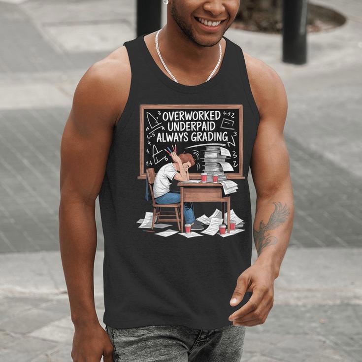 Overworked Underpaid Always Grading Teacher Men Tank Top, funny gift Overworked Underpaid Always Grading Teacher Men Tank Top, funny gift