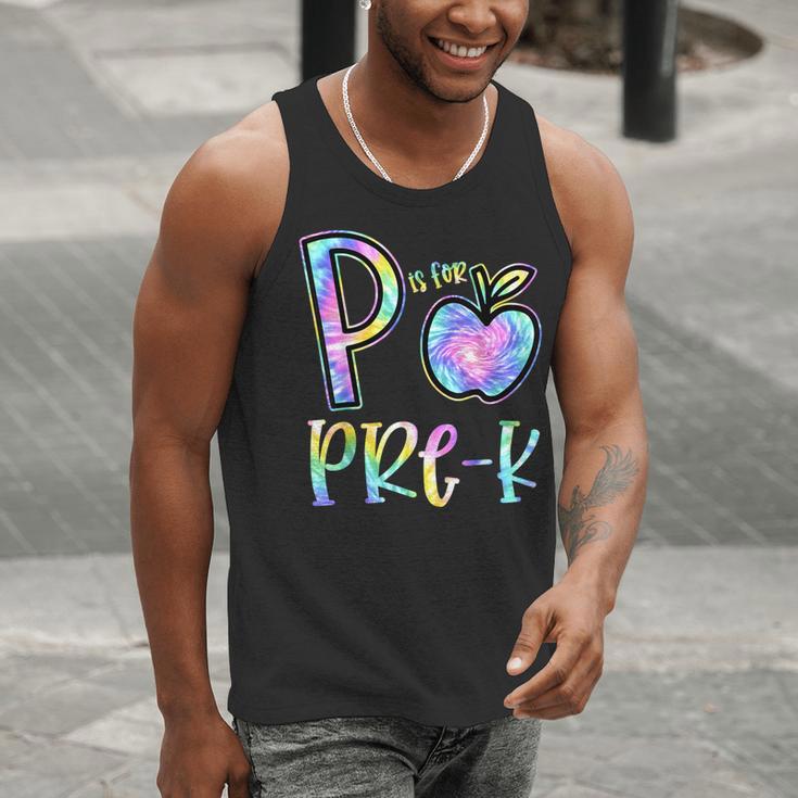 P Is For Pre-K Preschool Teacher Tie Dye Back To School Men Tank Top, funny gift P Is For Pre-K Preschool Teacher Tie Dye Back To School Men Tank Top, funny gift