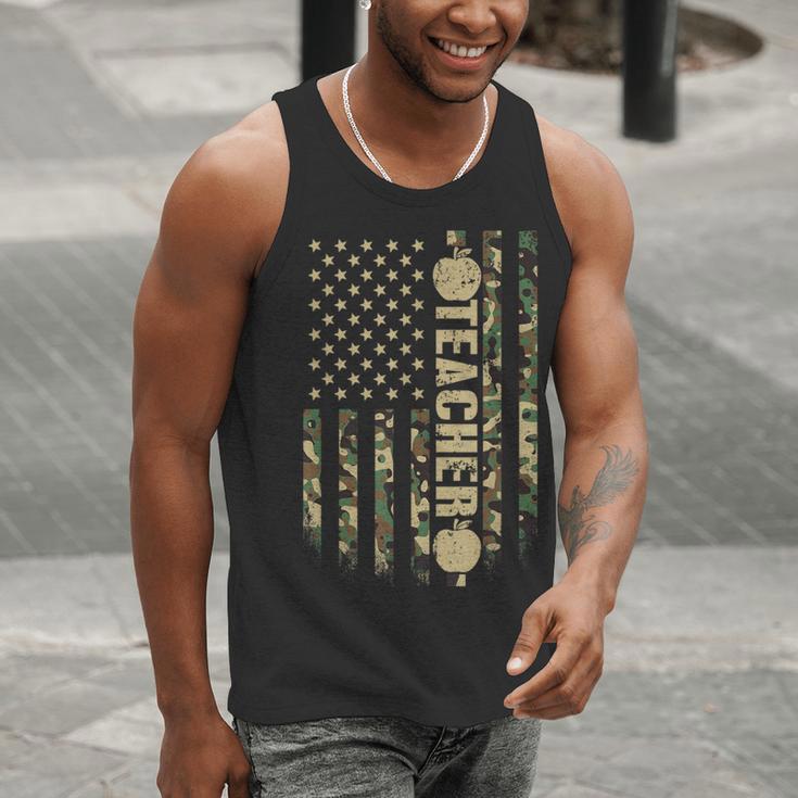 Patriotic Teacher American Flag Camouflage 4th Of July Camo Men Tank Top, funny gift
