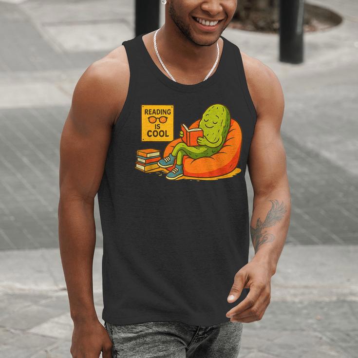 Pickle Reading Books Bookworm Teacher Librarian Kids Retro Men Tank Top, funny gift Pickle Reading Books Bookworm Teacher Librarian Kids Retro Men Tank Top, funny gift